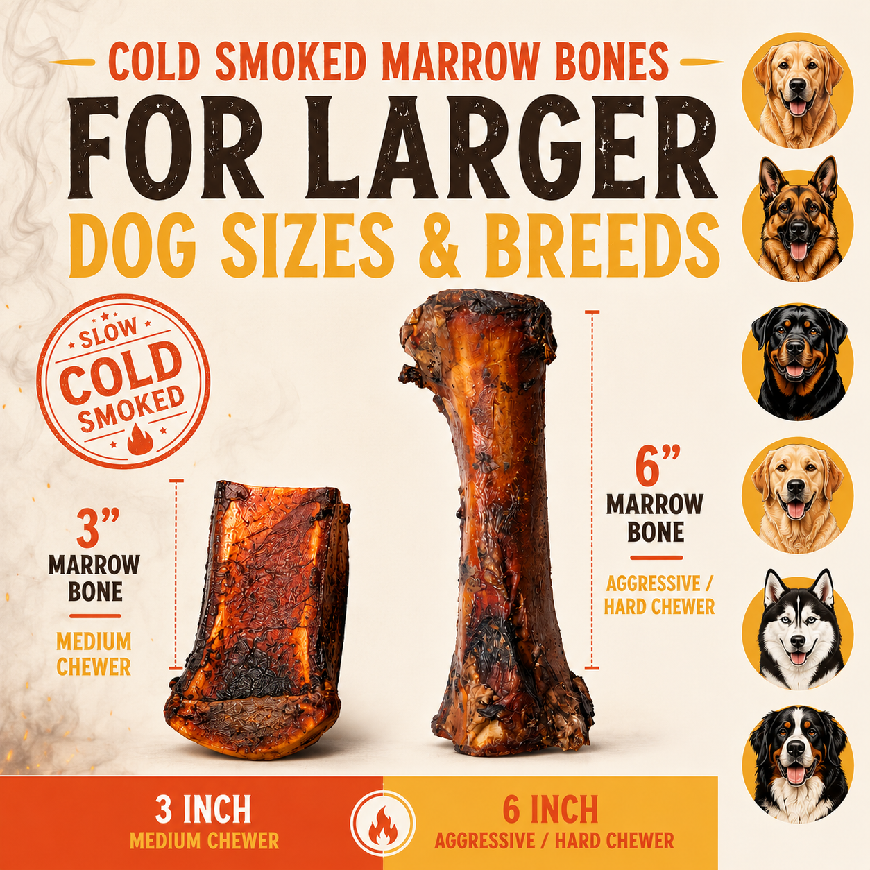 Cold Smoked Marrow Bone - Large
